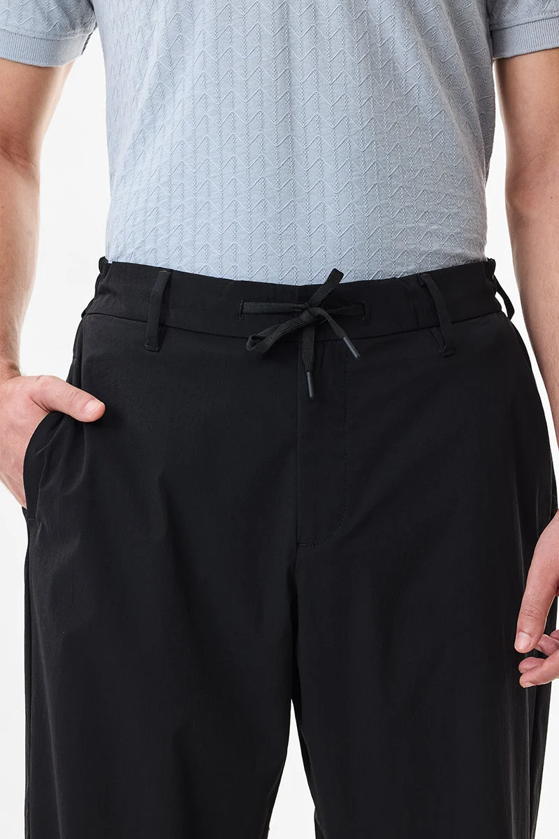 Snitch Black Stretch Regular Fit Trousers for Men | Best Price UAE