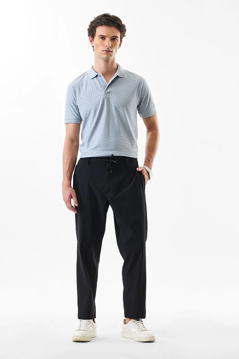 Snitch Black Stretch Regular Fit Trousers for Men | Best Price UAE