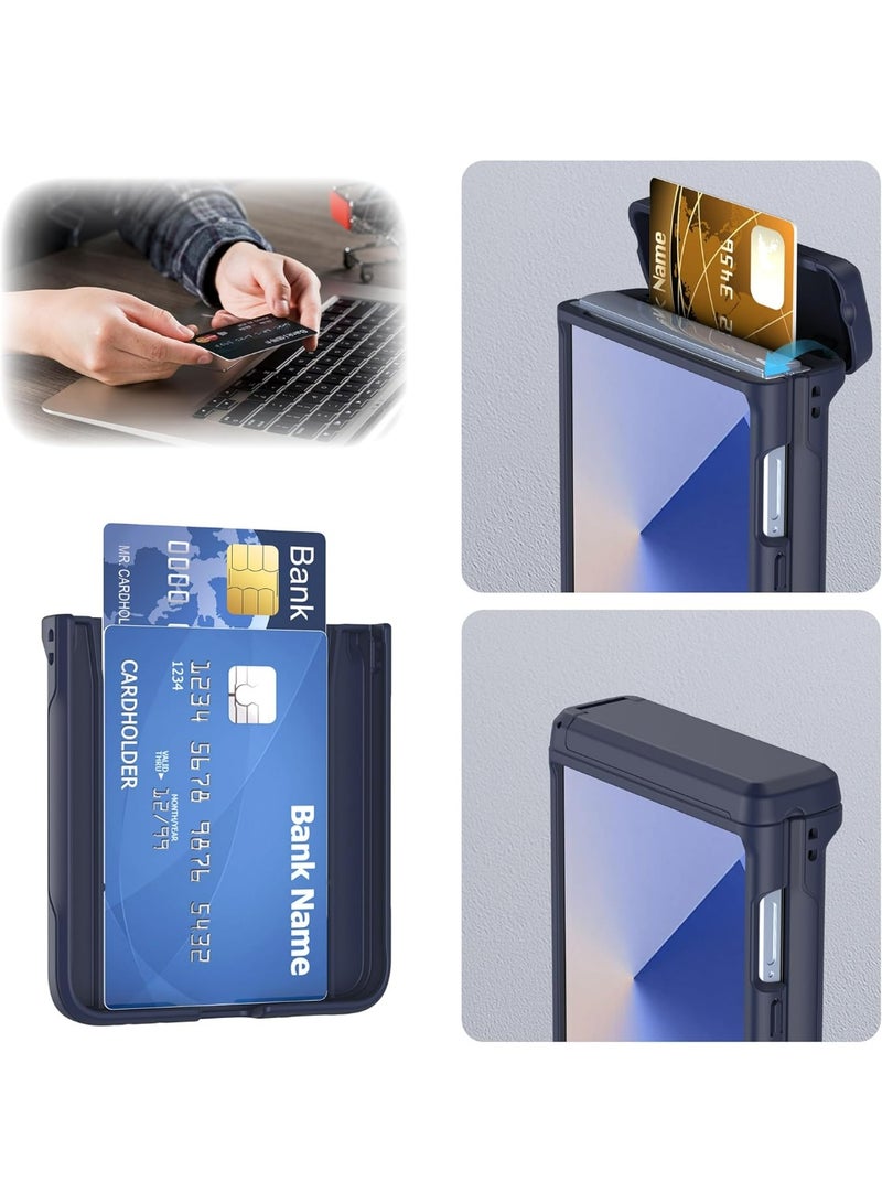 HaDoii Compatible for Samsung Galaxy Z Flip 7 Case with Wallet, Bracket Card Holder Hinge Protection Full Body Shockproof Case Phone Cover for Galaxy Z Flip 7, Deep Blue - Image 3
