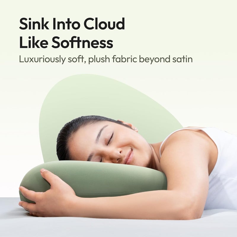 Frido وسادة العناق | قابلة للتنفس وناعمة للغاية من رغوة الذاكرة | دعم النوم للبالغين | أفضل وسادة للعناق للذين ينامون على الجانب والسفر | مضادة للتجاعيد وصديقة للبشرة – زيتون أخضر - Image 5