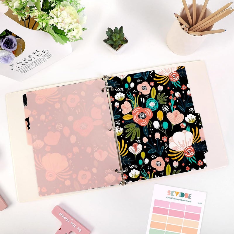 Skydue 8 Tab Binder Dividers with Tabs, Thick Plastic Dividers for 3 Ring Binder, Letter Size, Tear-Resistant File Organizers, BlackFloral - Image 5