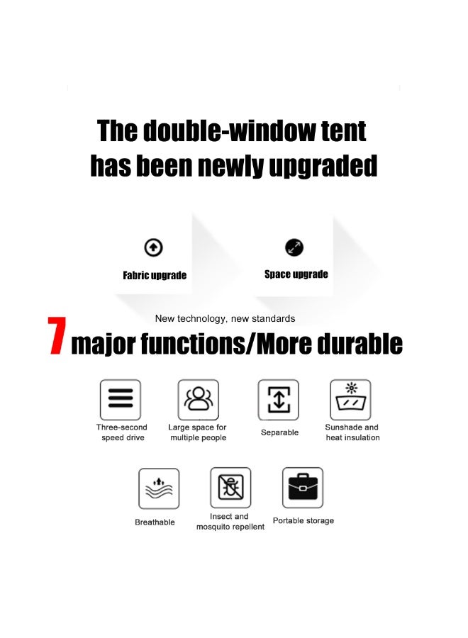 3-Second Pop Up Tent 2-3 Person, Waterproof UV Protection Camping Tent for Outdoor Hiking Picnic, Automatic Easy Setup Lightweight Tent with Mosquito Net - Image 5