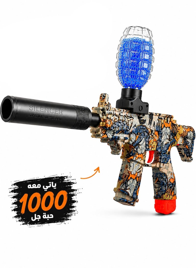 رشاش جل كهربائي M416 أوتوماتيكي سريع الإطلاق - مسدس جيل مع كتم صوت و1000 حبة خرز جل مائي - ألعاب أنشطة خارجية حماسية للأطفال والشباب 14+ سنة - Image 1