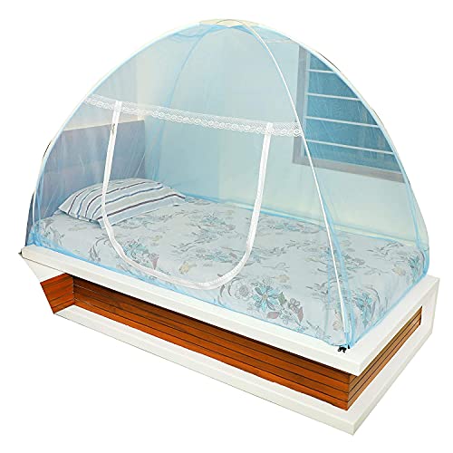 WNE Jaliwale Mosquito Net for Single Bed Foldable Machardani, Lightweight Polyester 30GSM Strong Net, Blue Color Size 6 X 3 feet (6feet x 3feet) - Image 2
