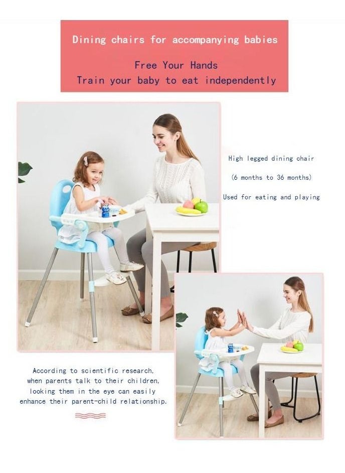 Generic - Multi Functional Adjustable High Chair With Detachable Dining Plate Blue - Image 1