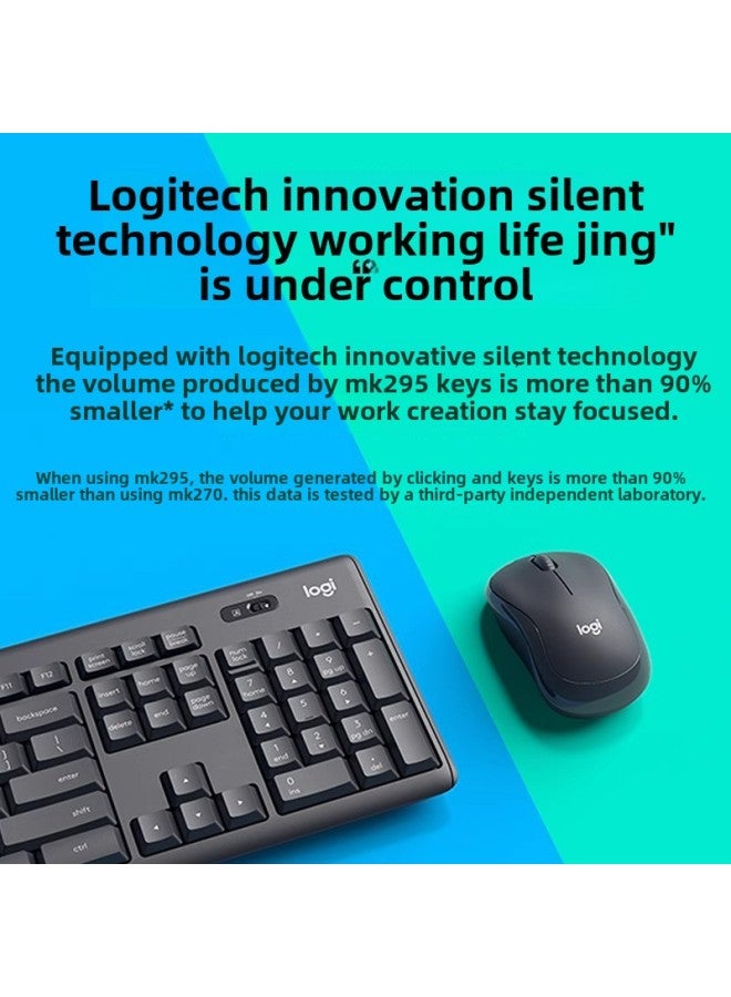 Logitech MK295 Wireless Mute Keyboard Mouse Mouse Suit Desktop Computer Notebook Special Office Typing-Specifications:Mk295 White  - Image 2