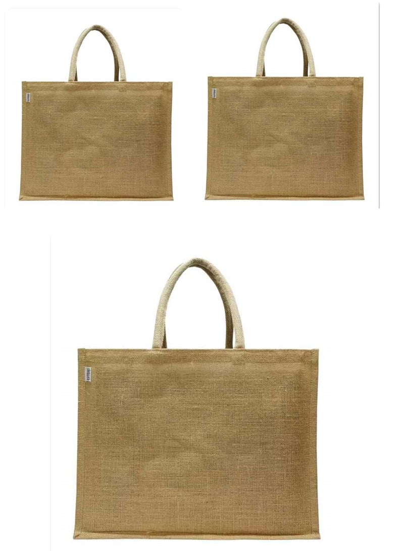 giftex Pack of 3 pieces large jute shopping bag  - Image 1