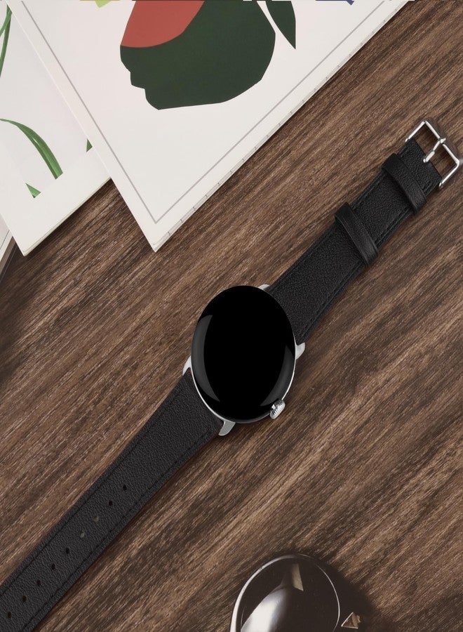 Meliya Leather Bands Compatible with Google Pixel Watch 3 41mm/Pixel Watch 2/1 Band, Premium Leather Strap for Pixel 3 2 1 Smartwatch (Black) - Image 4