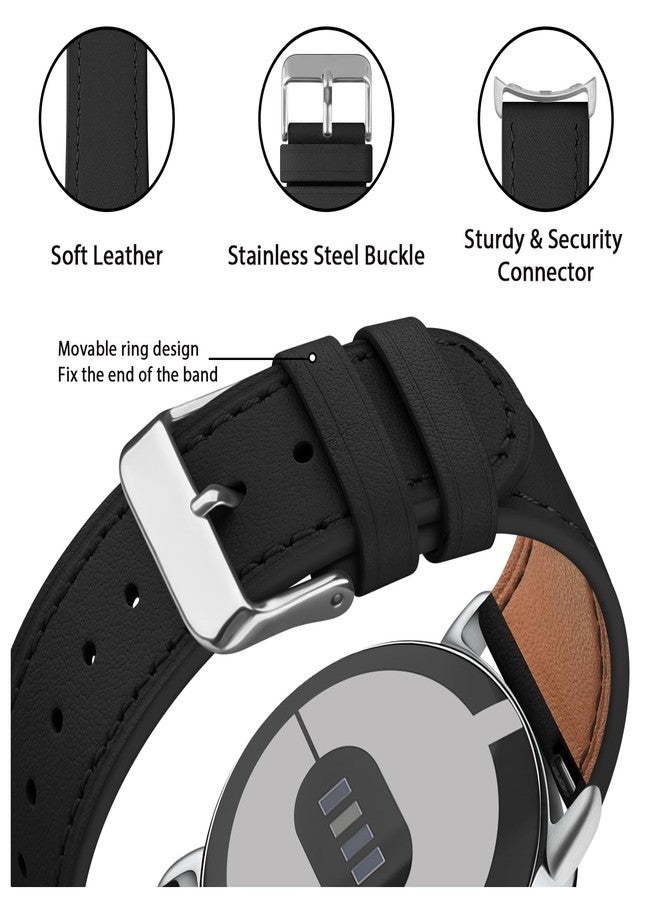 Meliya Leather Bands Compatible with Google Pixel Watch 3 41mm/Pixel Watch 2/1 Band, Premium Leather Strap for Pixel 3 2 1 Smartwatch (Black) - Image 2