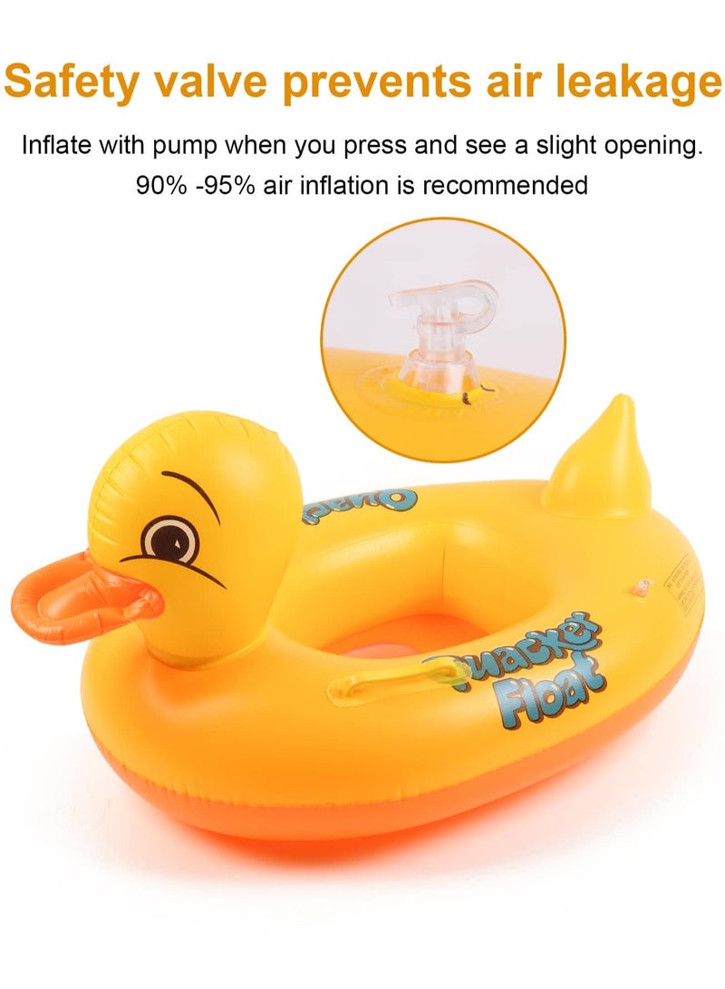 Inflatable swim ring with a cute duck design, equipped with handles for easy grip and balance during use. Dimensions: Length (68cm), Width (45cm), Height (33cm).  - Image 3