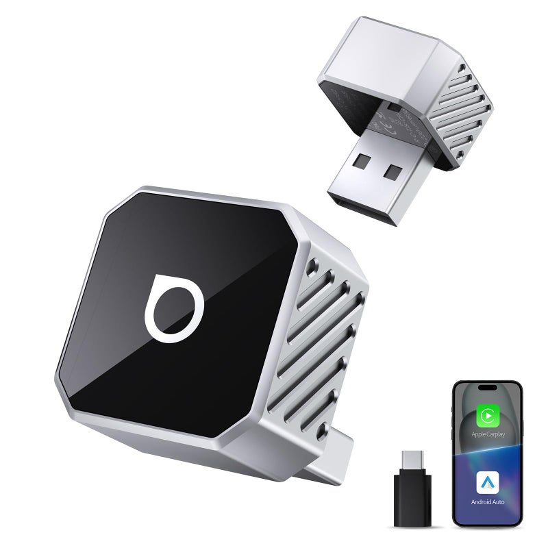 OTTOCAST Mini 3.0 (Pot) 2025 Wireless CarPlay & Android Auto 2-in-1 Adapter, Plug & Play, 5GHz WiFi, Auto Connect for iPhone & Android, Fits 98%+ OEM Wired CarPlay Cars - Image 1