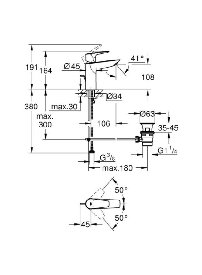 GROHE 23328 | BAUEDGE SINGLE-LEVER BASIN MIXER 1/2" | S-SIZE - Image 4