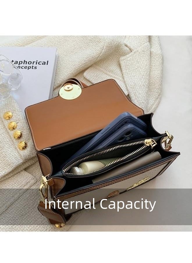 WAOKN - Women's Retro Texture Shoulder Bag, Ladies Simple Top Handle Crossbody Bag Sling Bag Side Bag, Contrasting PU Leather Tote Bag Handbag Clutch Bag - Image 1