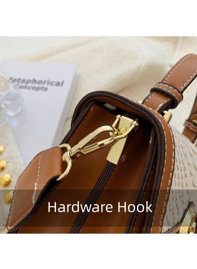 WAOKN - Women's Retro Texture Shoulder Bag, Ladies Simple Top Handle Crossbody Bag Sling Bag Side Bag, Contrasting PU Leather Tote Bag Handbag Clutch Bag - Image 1