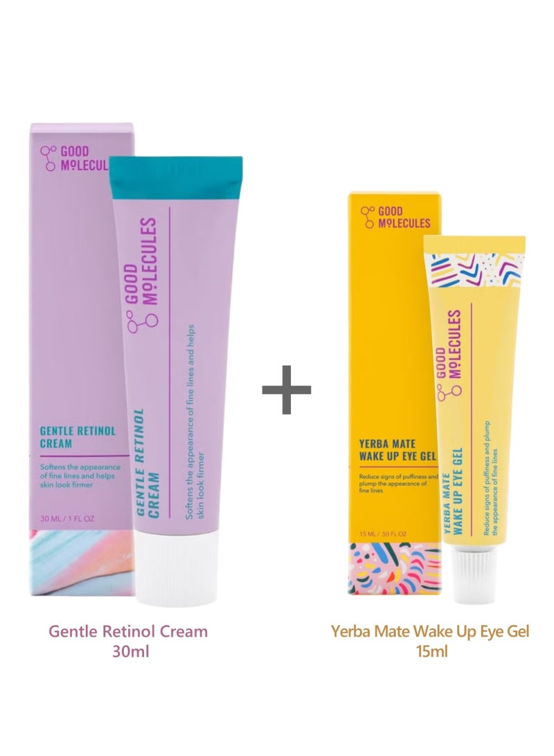 كريم وجه ريتينول لطيف 30 مل + كريم عين يربا ماتيه المنعش 15 مل، يستهدف الخطوط الدقيقة، الاحتقان، المسام الواسعة - العناية بالبشرة لمكافحة الشيخوخة للوجه - Image 1