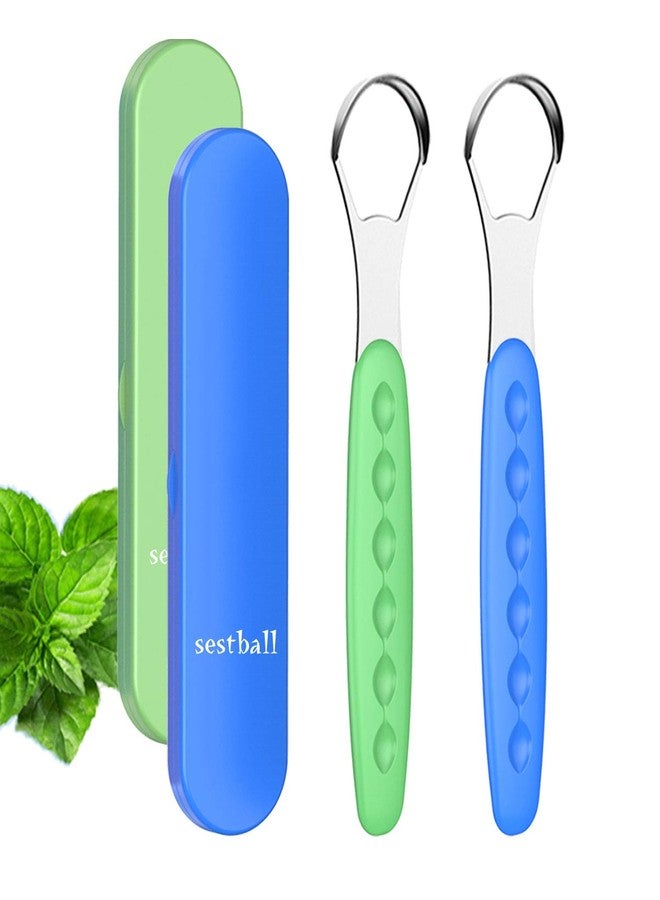 Sestball New Version Tongue Scraper Cleaner for Adults & Kids, Medical Grade Metal Tongue Brushes Set for Fresh Breath Dental Eliminate Bad Breath in Seconds - Image 1