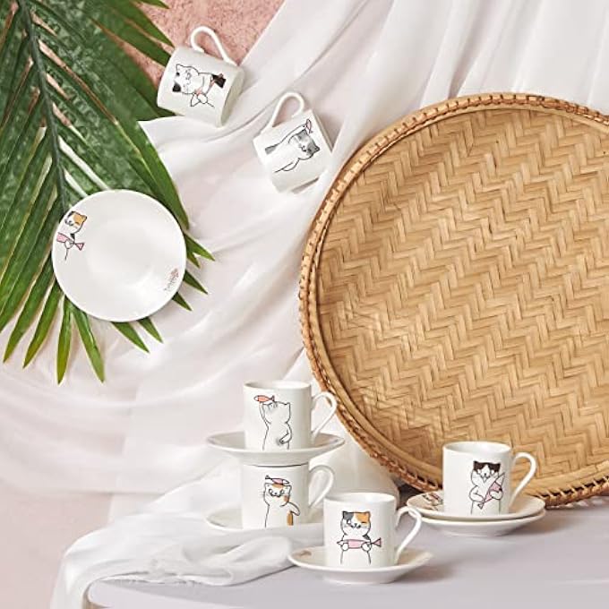 rayihni Cat Coffee Cup Set For 6 People 80Ml - Image 1