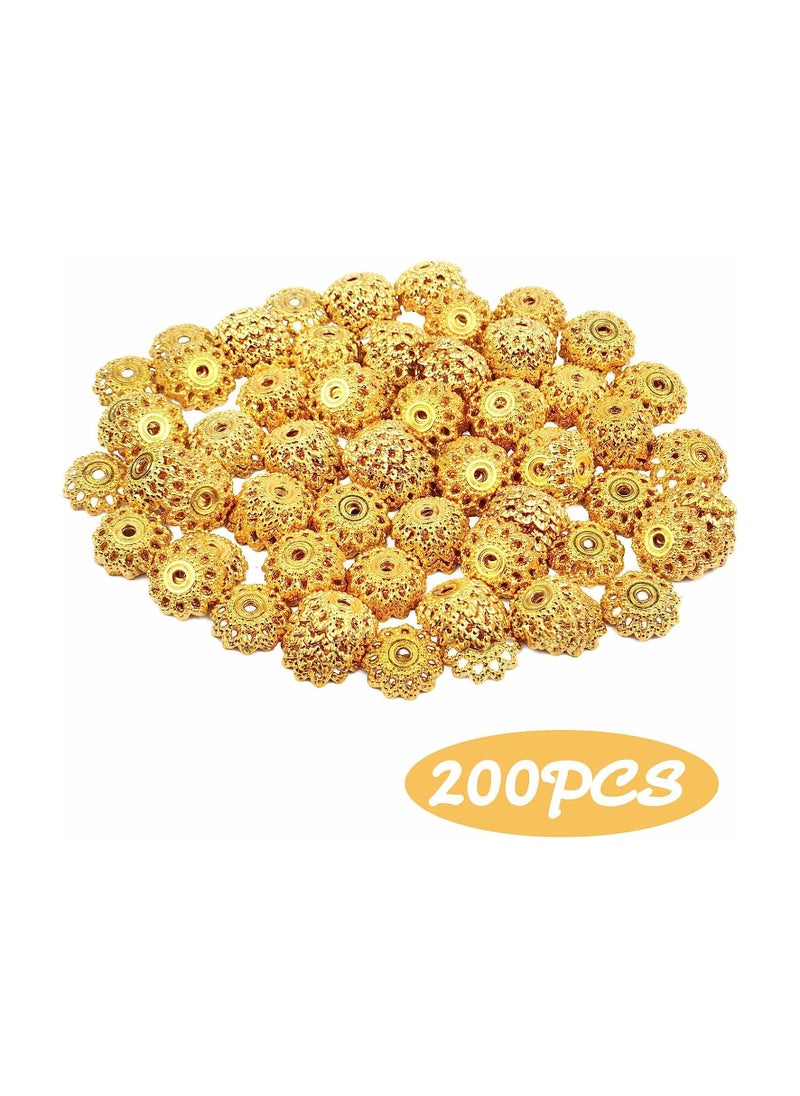 KASTWAVE - Antique Golden Flower Bead Caps, 11.5mm Spacer Bead Bracelets Necklaces Bead Caps Alloy Bali Style, for DIY Earrings Necklace Jewellery Making Supplies, 200PCS - Image 1