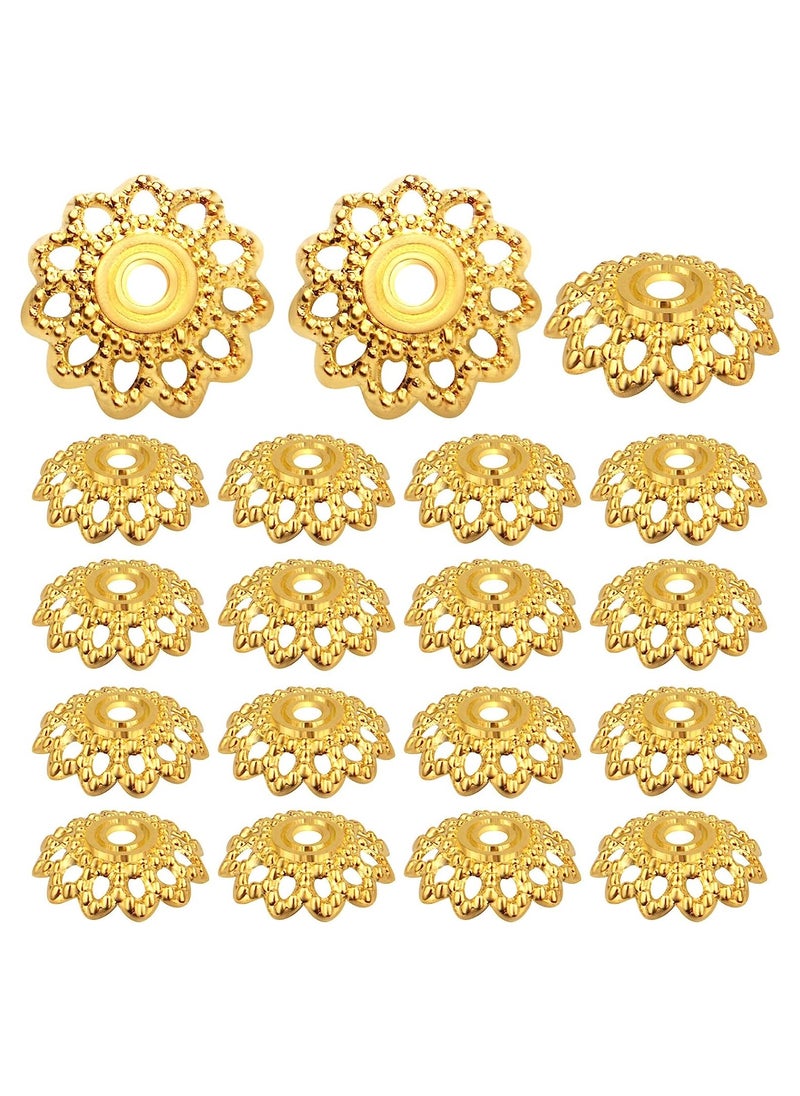 KASTWAVE - Antique Golden Flower Bead Caps, 11.5mm Spacer Bead Bracelets Necklaces Bead Caps Alloy Bali Style, for DIY Earrings Necklace Jewellery Making Supplies, 200PCS - Image 1