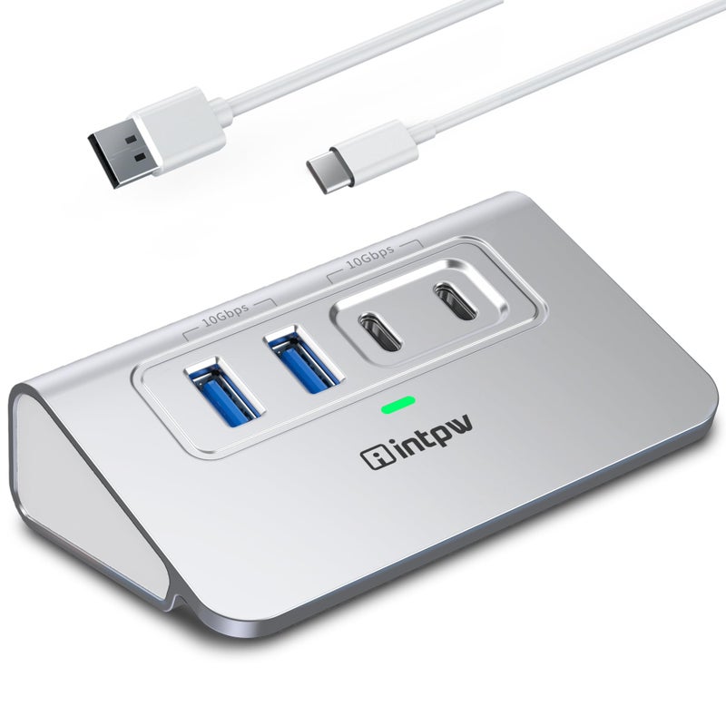 Intpw USB C Hub 10Gbps, 4 Port USB Splitter with 2 USB C/USB A 3.2 Data Ports, [Not Support Video and Chrging], Aluminum USB 3.2 Hub with 3.3Ft Cable for Laptop, PC, Mac, Flash Drive, Camera - Image 1