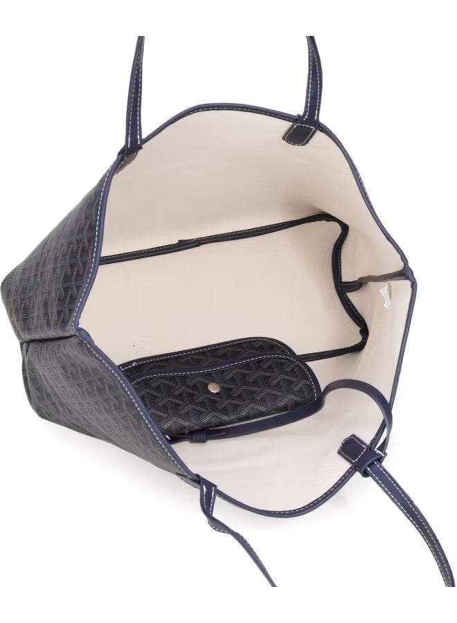 Classic Print Tote Bag, Large-Capacity Gray Shopping Bag, Women's Commuter Shoulder Bag - Image 5