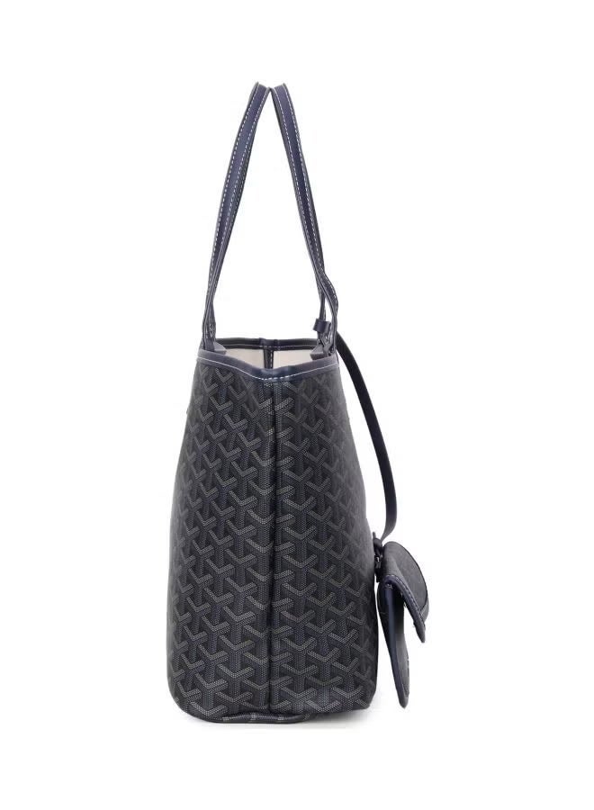 Classic Print Tote Bag, Large-Capacity Gray Shopping Bag, Women's Commuter Shoulder Bag - Image 4