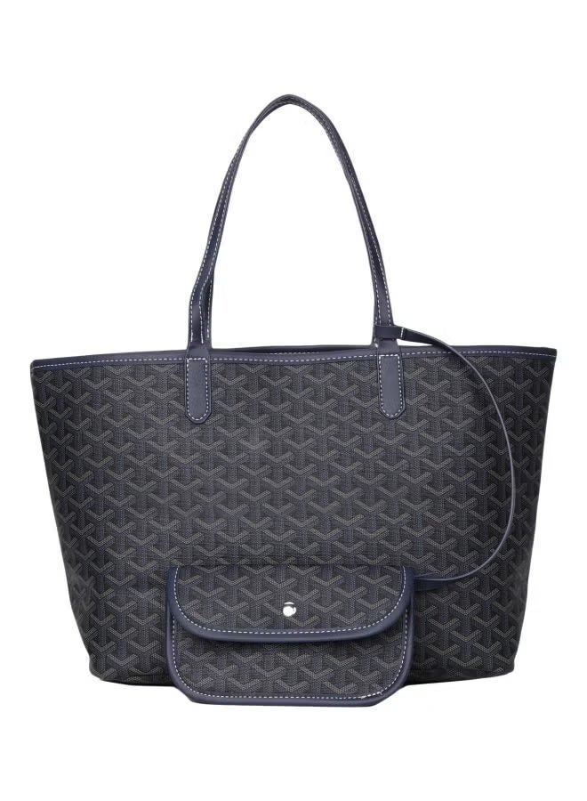 Classic Print Tote Bag, Large-Capacity Gray Shopping Bag, Women's Commuter Shoulder Bag - Image 3