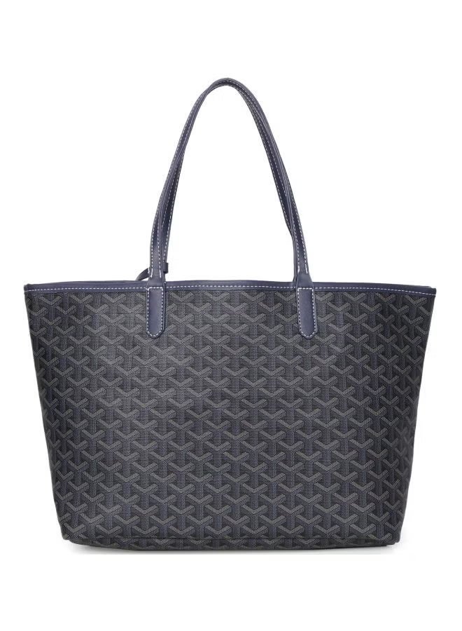 Classic Print Tote Bag, Large-Capacity Gray Shopping Bag, Women's Commuter Shoulder Bag - Image 2