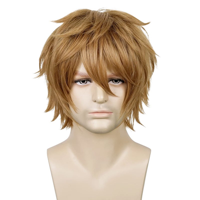 LABEAUTÉ Max Beauty Unisex Anime Short Brown Cosplay Wigs With Bangs Heat Resistant Hair for Party and Halloween for Gift + Free Cap - Image 1