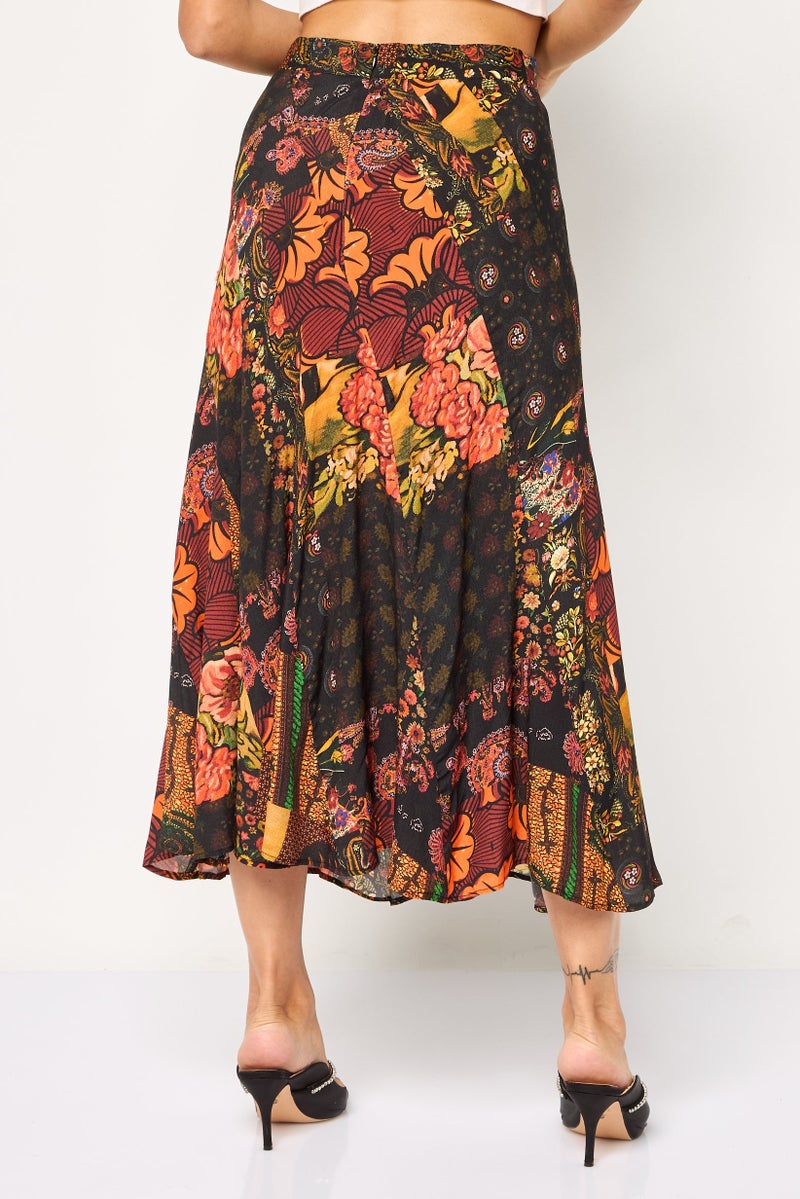 DESIGUAL Women Floral Print Midi Skirts, Multicolor - Image 4