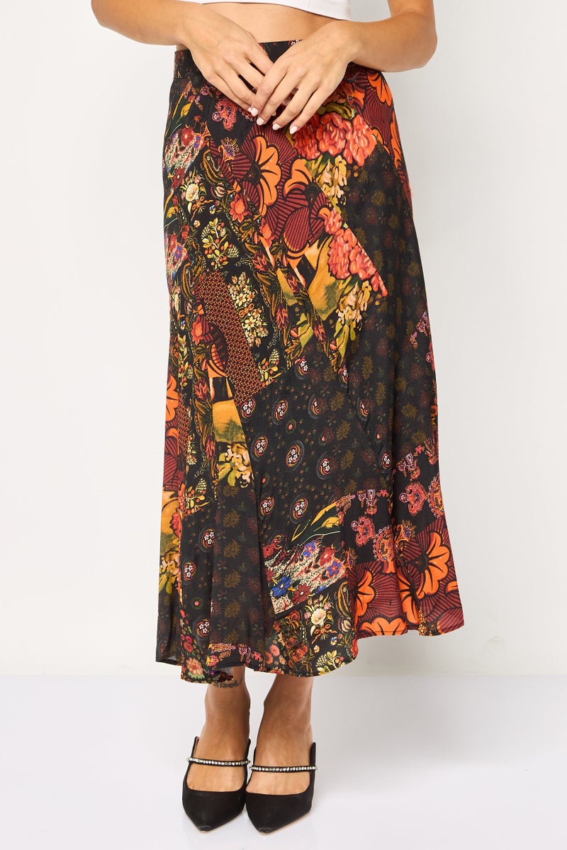 DESIGUAL Women Floral Print Midi Skirts, Multicolor - Image 1