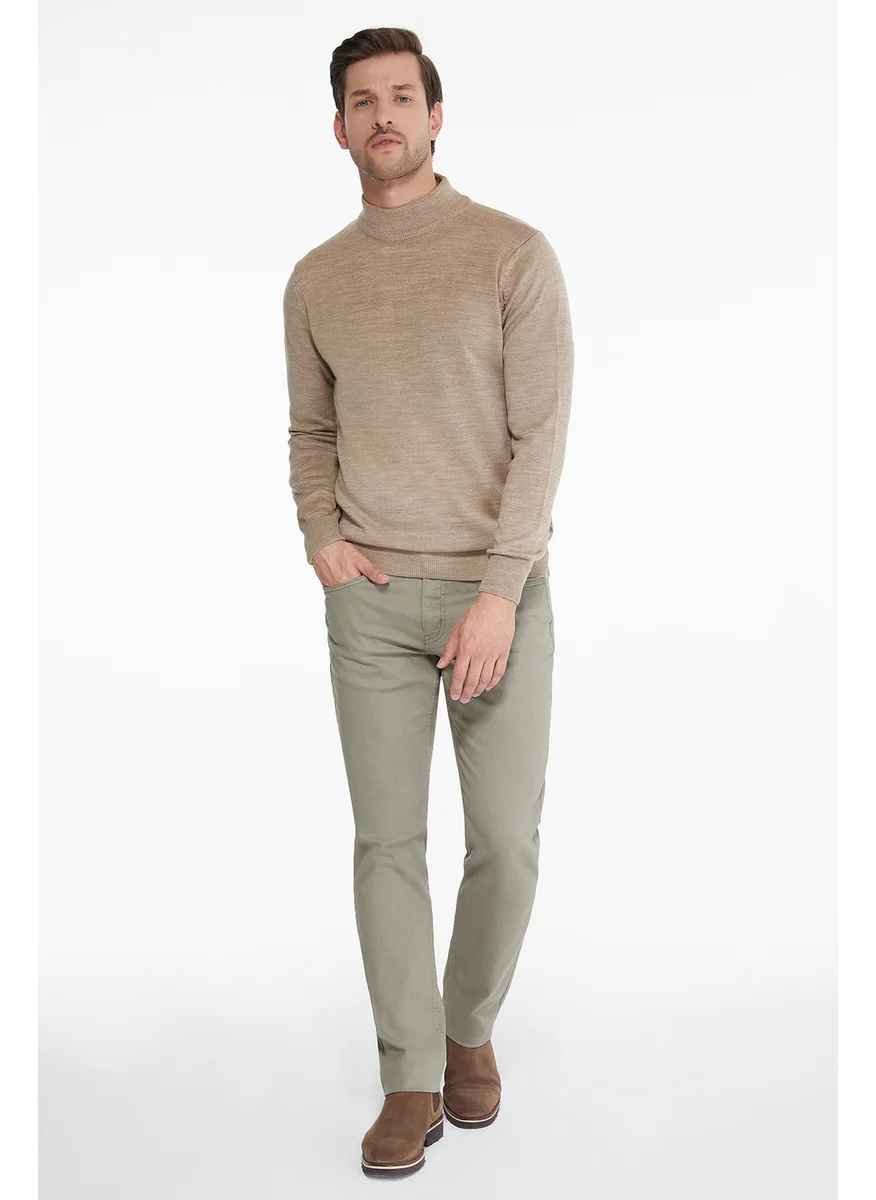 Hatemoğlu Men's Beige Regular Fit Half Turtleneck Knit Sweater