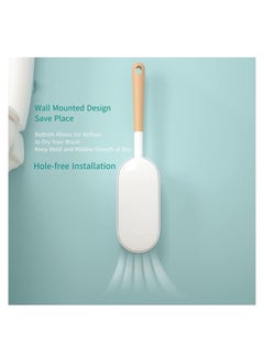 KASTWAVE Toilet Brush with Holder,Curved Design Angled Clean Tool with Wood Handle,Wall Mounted Toilet Brushes Set for Bathroom  - Image 2