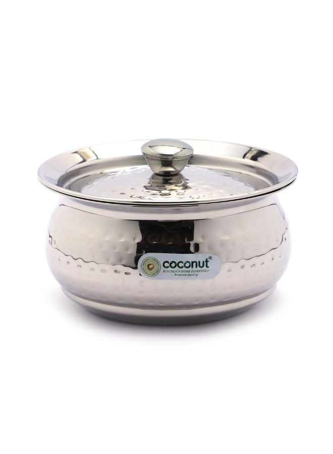 Coconut Stainless Steel Hammered Design Handi for Cook n Serve - 1 Unit - 500ML - Image 3