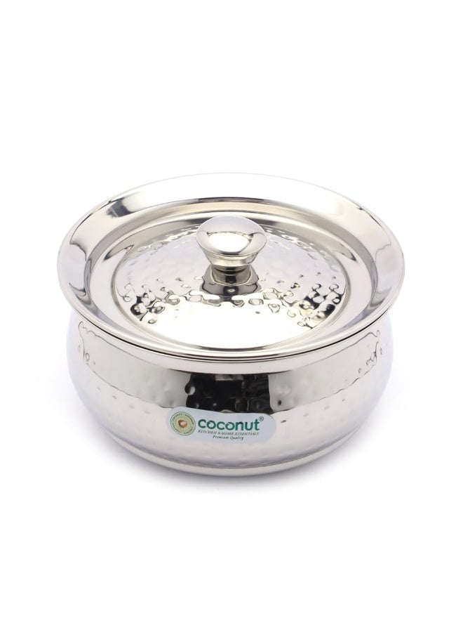 Coconut Stainless Steel Hammered Design Handi for Cook n Serve - 1 Unit - 500ML - Image 1
