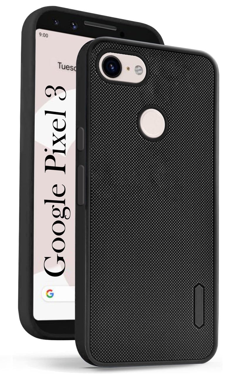 Jkobi Back Cover Case for Google Pixel 3 (Textured Grip Design | Camera Protection | Slim and Light Weight | Soft Touch and Feel | Black) - Image 1