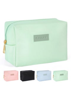 MAGEFY Makeup Bag Small Cosmetic Bags,Travel Makeup Bag Zipper Makeup Pouch PU Leather Portable Waterproof Travel Makeup Pouch for Women(Green)  - Image 1