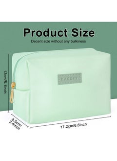MAGEFY Makeup Bag Small Cosmetic Bags,Travel Makeup Bag Zipper Makeup Pouch PU Leather Portable Waterproof Travel Makeup Pouch for Women(Green)  - Image 2