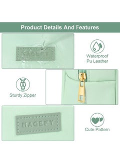 MAGEFY Makeup Bag Small Cosmetic Bags,Travel Makeup Bag Zipper Makeup Pouch PU Leather Portable Waterproof Travel Makeup Pouch for Women(Green)  - Image 3