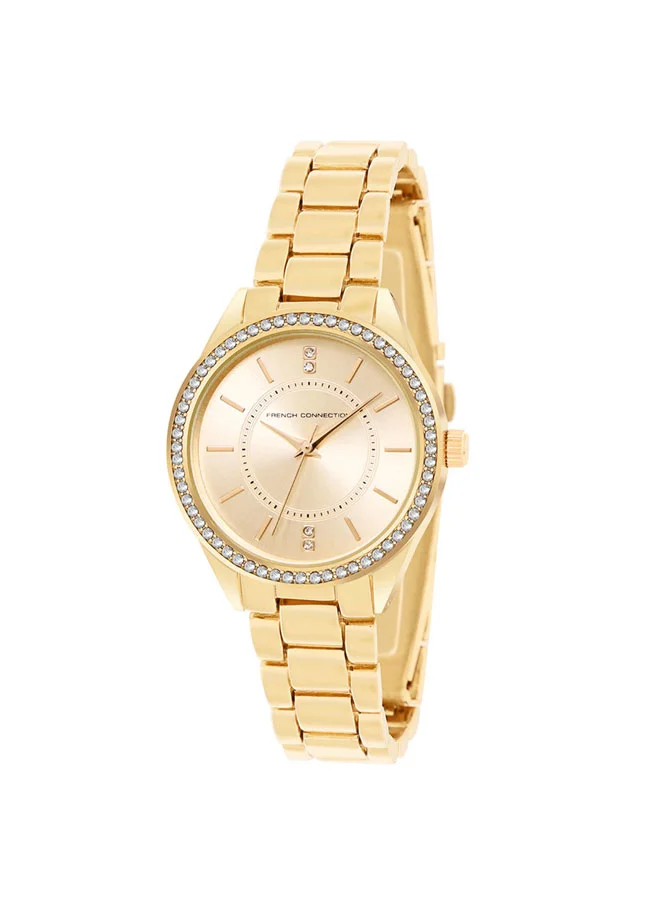 French Connection 33.5mm Women's Quartz Watch with Gold Dial