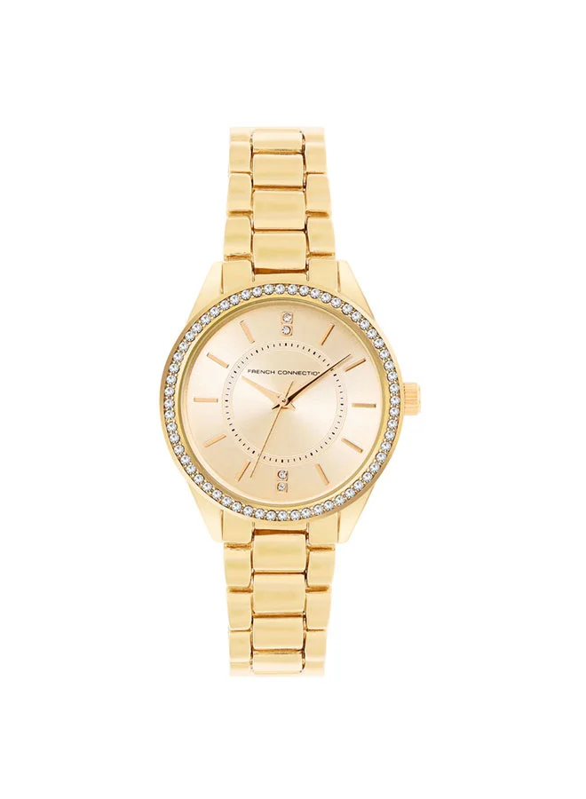 French Connection 33.5mm Women's Quartz Watch with Gold Dial