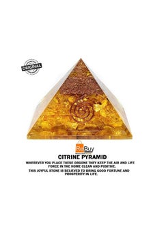 REBUY REBUY Citrine Orgone Pyramid Orgonite Pyramid Crystal Healing Stone Pyramid for Vastu Fengshui Meditation Yoga/Home & Office Decor Gift 45-50 mm  - Image 3