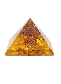 REBUY REBUY Citrine Orgone Pyramid Orgonite Pyramid Crystal Healing Stone Pyramid for Vastu Fengshui Meditation Yoga/Home & Office Decor Gift 45-50 mm  - Image 1