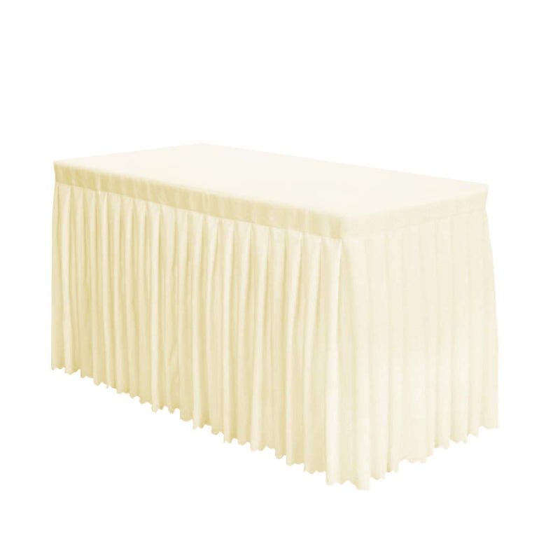 Surmente Surmente Ivory Table Skirt 14ft Polyester Tablecloth for Weddings Banquets or Restaurants