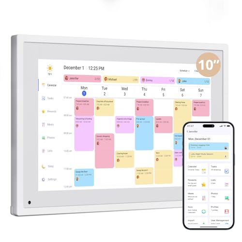 Dragon Touch 10.1 inch Digital Calendar Chore Chart – Interactive Touchscreen, Smart Family Planner, Hearth Display Desk Digital Calendar Seamless Scheduling - Image 1