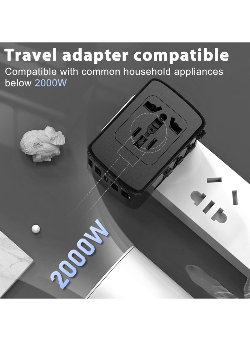 أنيوي محول سفر عالمي، 45 وات PD، 4 منافذ USB-A و1 USB-C، مقابس تيار متردد متعددة، محول لأكثر من 200 دولة - Image 4