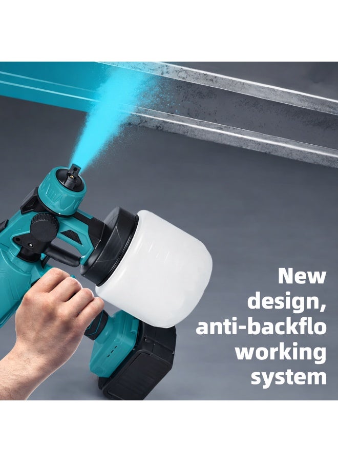 Portable HVLP Cordless Paint Spray Gun 21V Lithium-Ion, Wireless Electric Paint Sprayer with 800ml Tank and 2 Batteries - Image 3