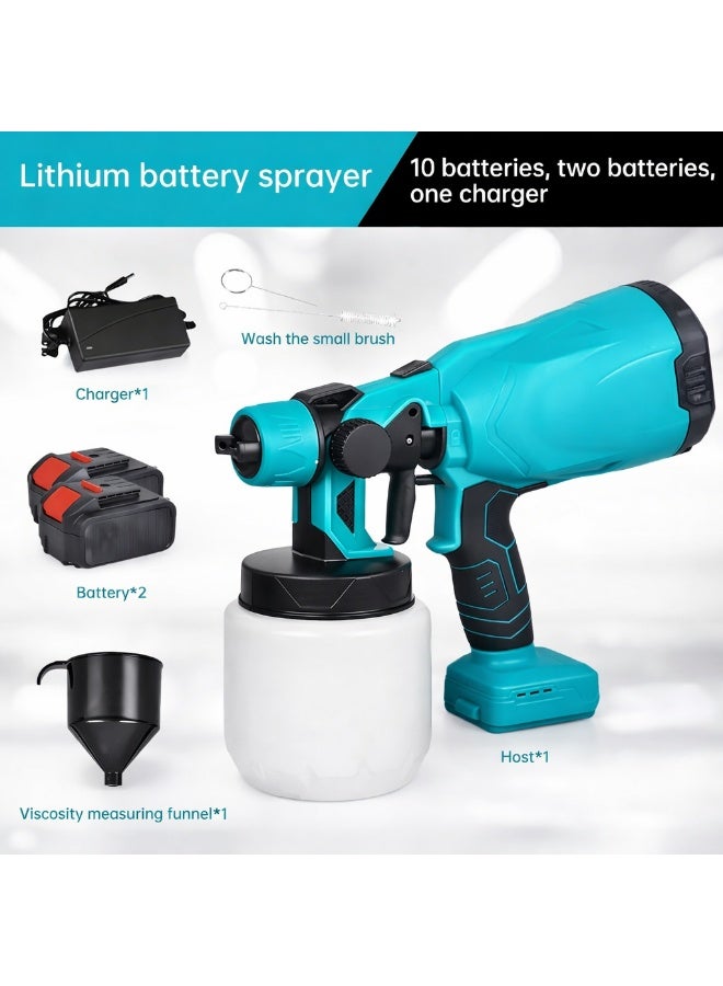 Portable HVLP Cordless Paint Spray Gun 21V Lithium-Ion, Wireless Electric Paint Sprayer with 800ml Tank and 2 Batteries - Image 4