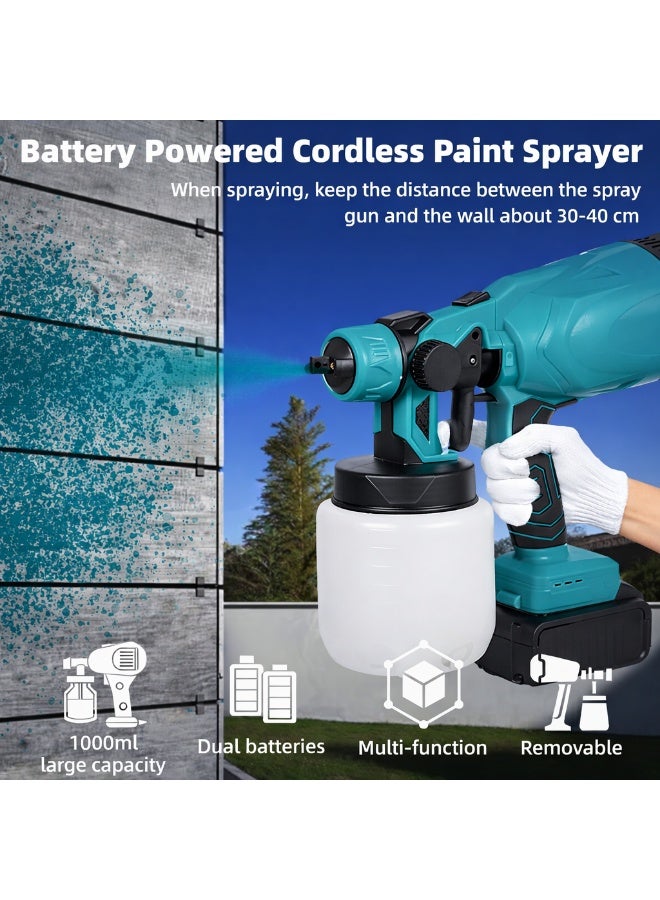 Portable HVLP Cordless Paint Spray Gun 21V Lithium-Ion, Wireless Electric Paint Sprayer with 800ml Tank and 2 Batteries - Image 5