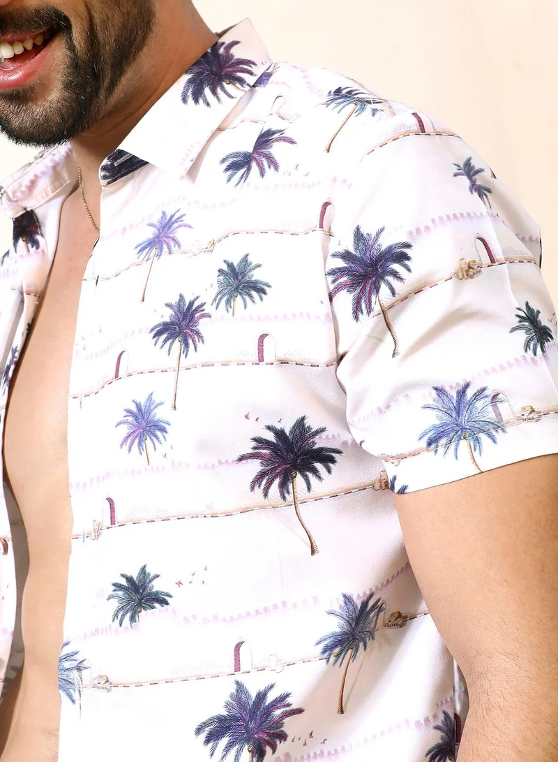 CAHOOT  Men's Ivory White Desert Palm Shirt for Men | Best Price UAE